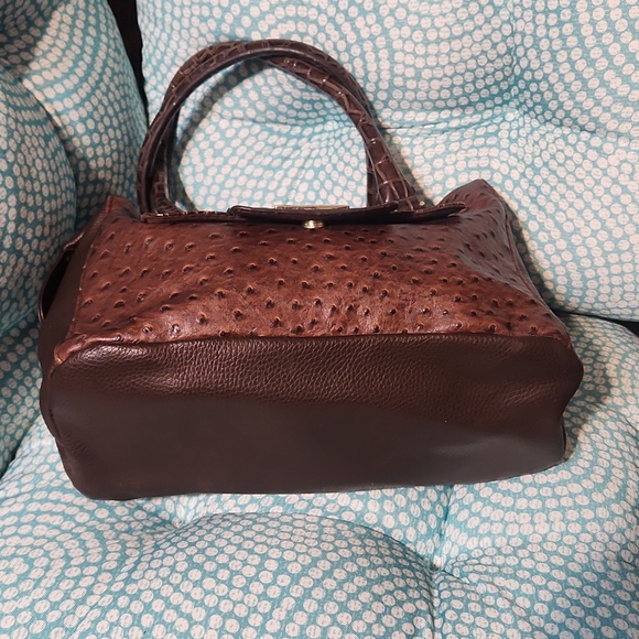 Brown Crocodile US Polo Embossed Leather Handbag - Picture 9 of 12